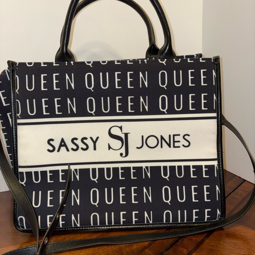 Sassy Jones Black and White Queen Shoulder Bag
